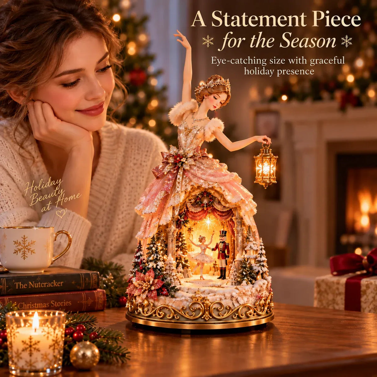 🩰  Winter Ballerina Story LampTM – Lighted Nutcracker Christmas Tabletop Decor