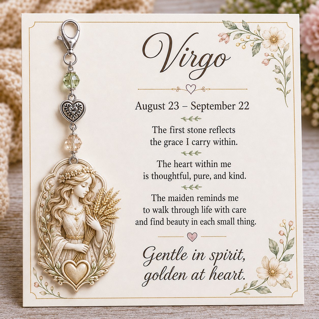 12 Zodiac Birthstone Charm Keepsake Card | Astrology Birthday Gift for Her