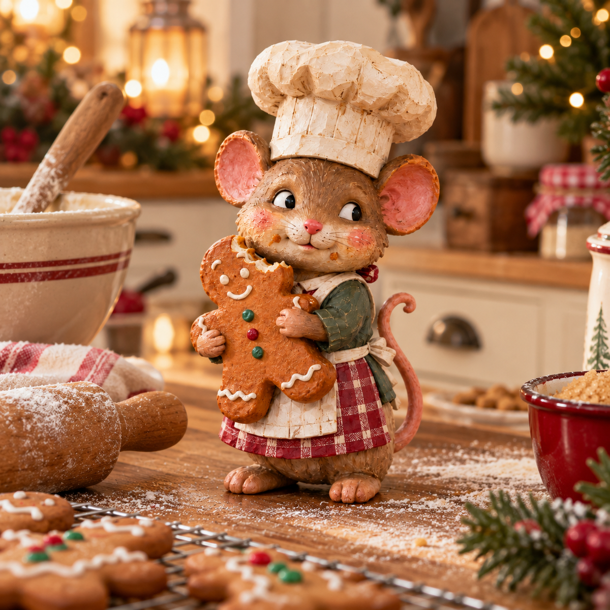🍪 Gingerbread Mouse Baker Figurine