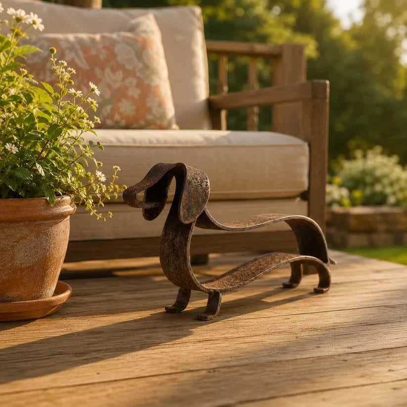 Rustic Dachshund Metal Sculpture