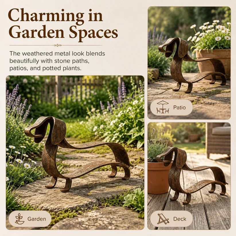 Rustic Dachshund Metal Sculpture