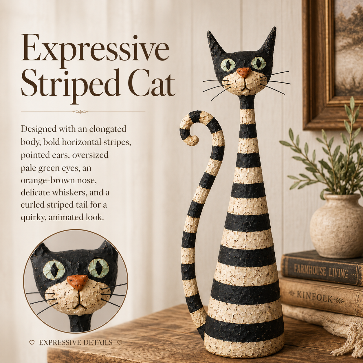 Vintage Cat & Lady Sculpture Set 🐱 Cosy Home Decor Ornament
