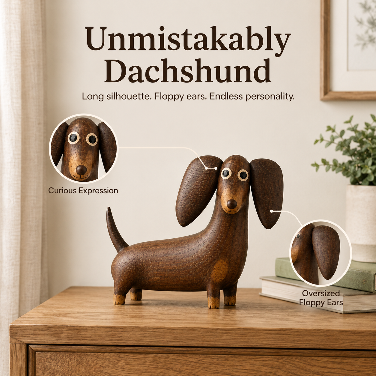 🐶 Big‑Eared Sausage Dog Ornament | Quirky Cute Dachshund Home Decor