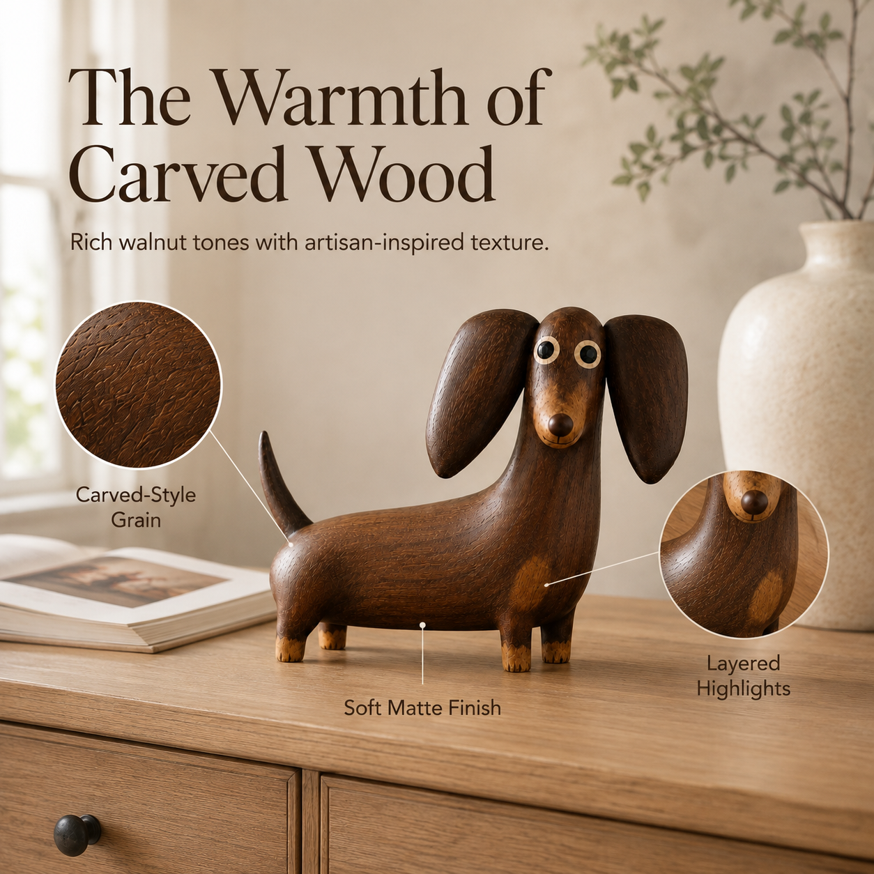🐶 Big‑Eared Sausage Dog Ornament | Quirky Cute Dachshund Home Decor