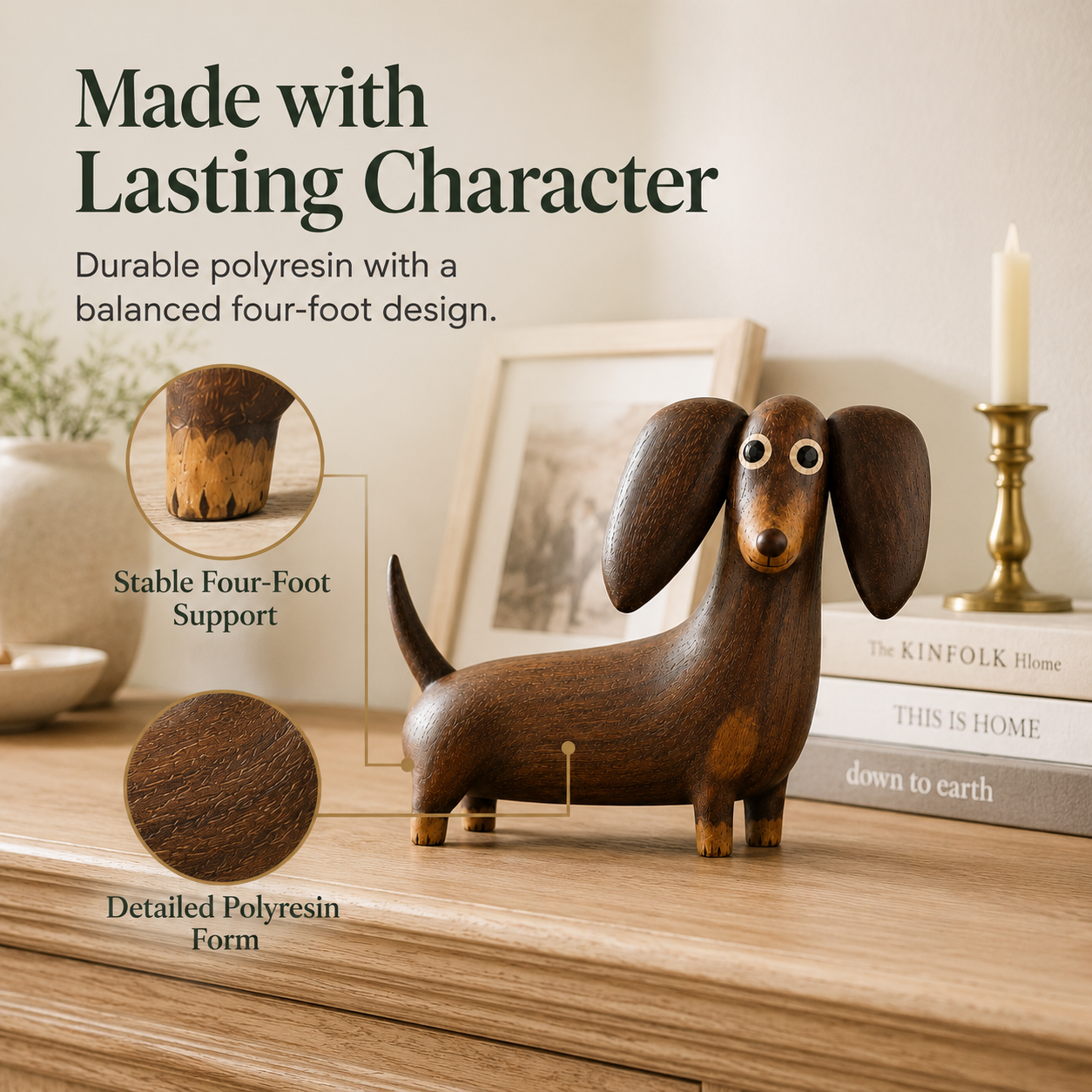 🐶 Big‑Eared Sausage Dog Ornament | Quirky Cute Dachshund Home Decor