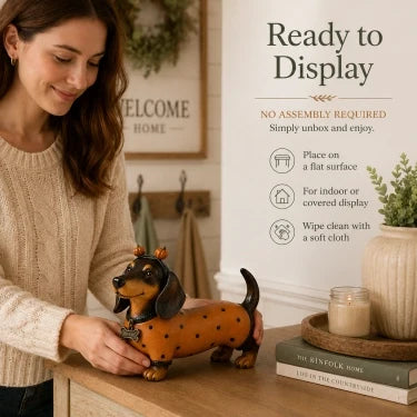 Cute Halloween Dachshund Pumpkin Resin Figurine
