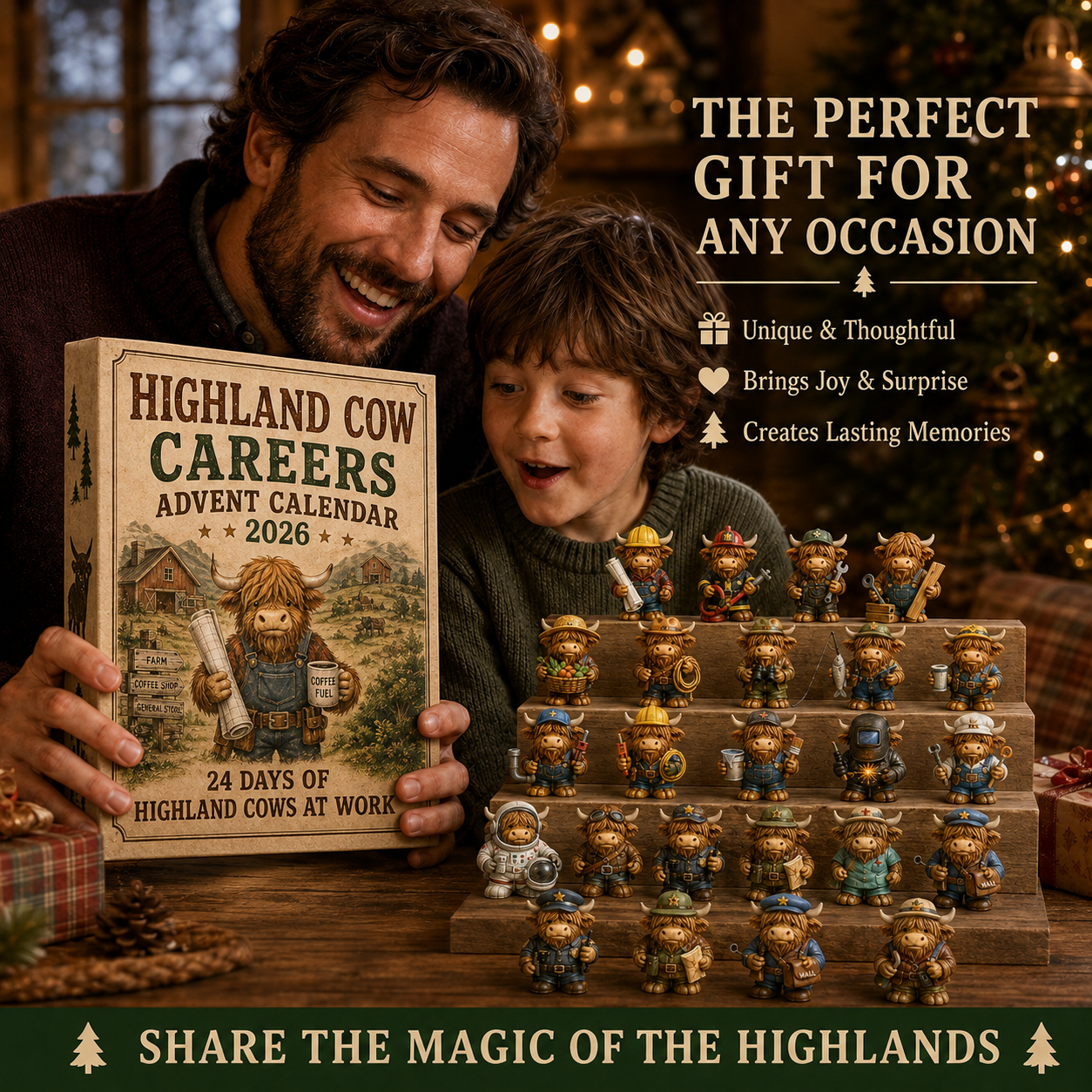 🐮Highland Cow Careers Advent Calendar 2026 | 24‑Day Scottish Country Charm Christmas Countdown 🎁🤎