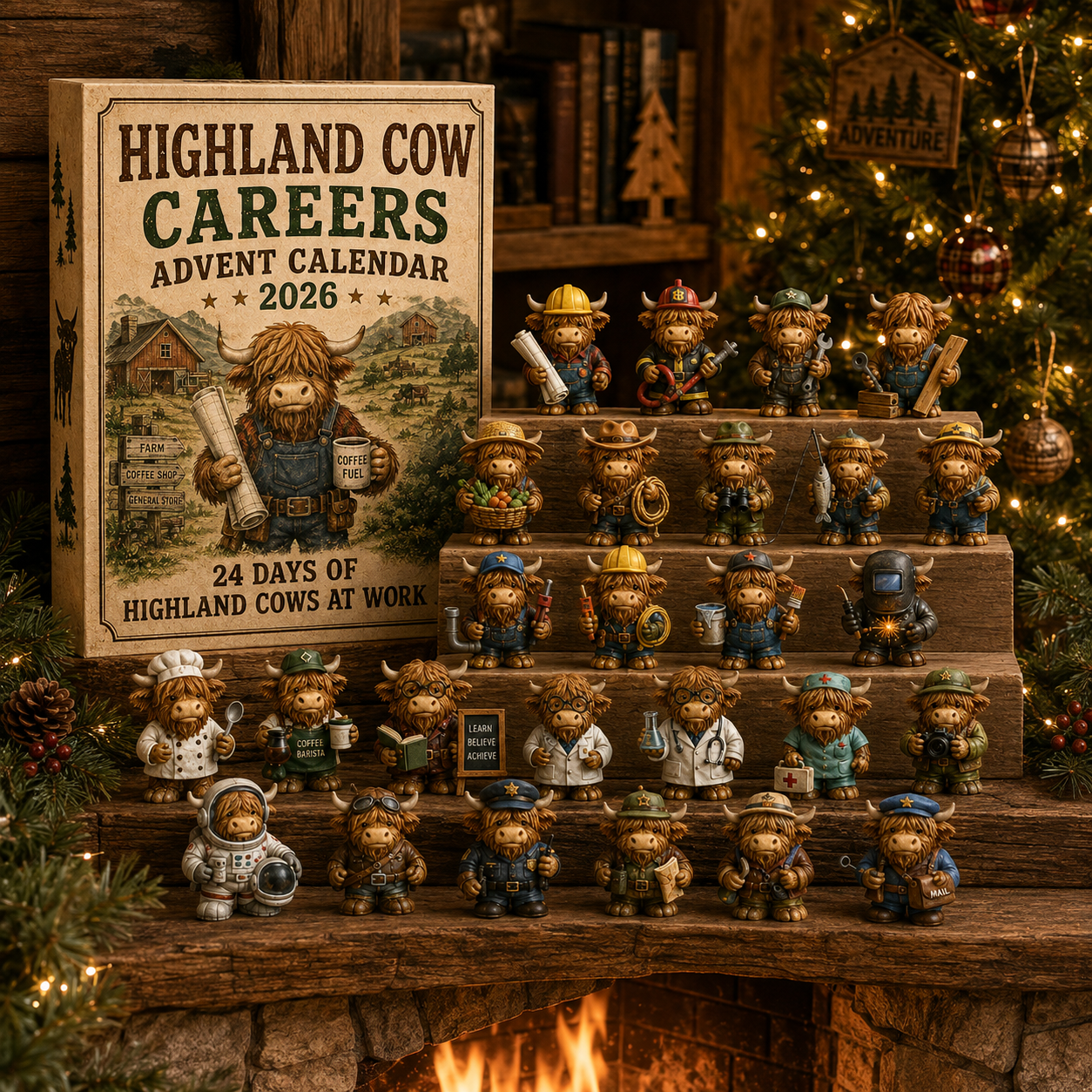 🐮Highland Cow Careers Advent Calendar 2026 | 24‑Day Scottish Country Charm Christmas Countdown 🎁🤎