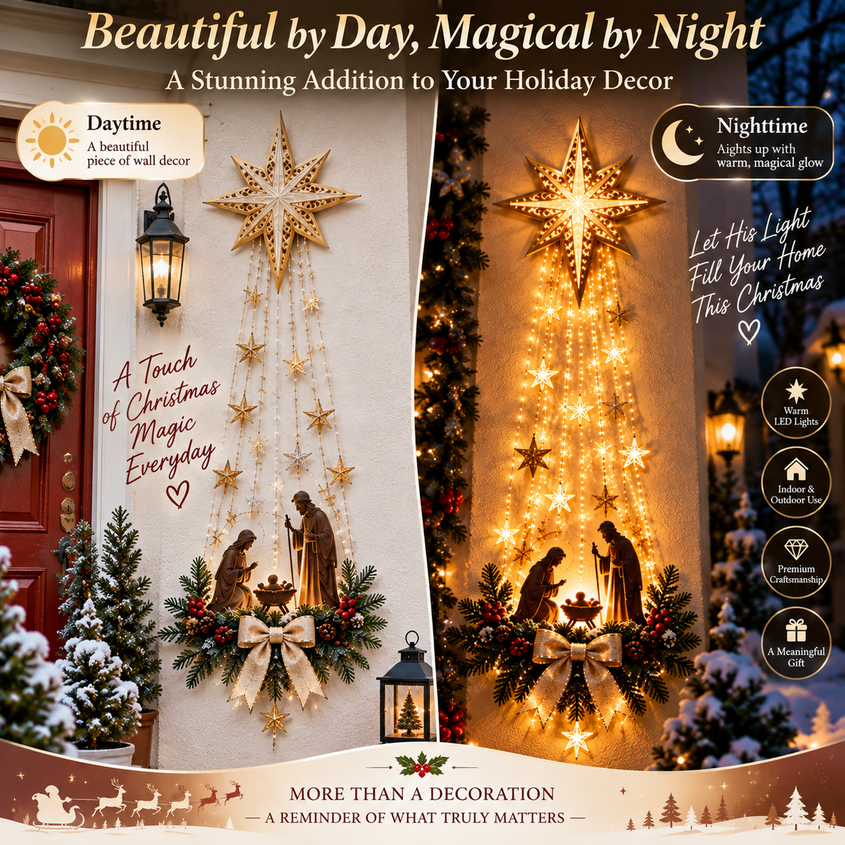 ✨Last Day 50% OFF✨✝️ Bethlehem Star of Faith™ – Lighted Nativity Wall Decor