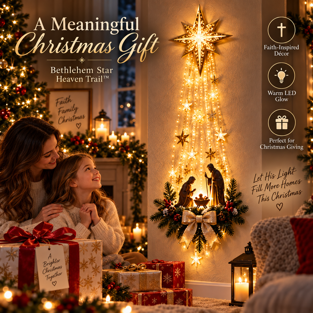 ✨Last Day 50% OFF✨✝️ Bethlehem Star of Faith™ – Lighted Nativity Wall Decor
