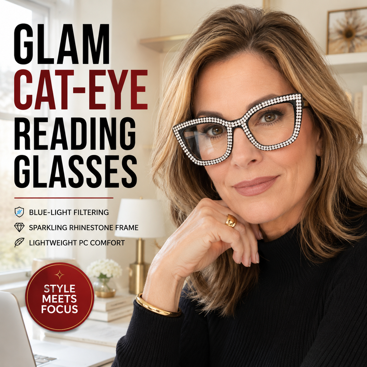 👓 Cat‑Eye Anti‑Blue Light Reading Glasses | Stylish Everyday Readers
