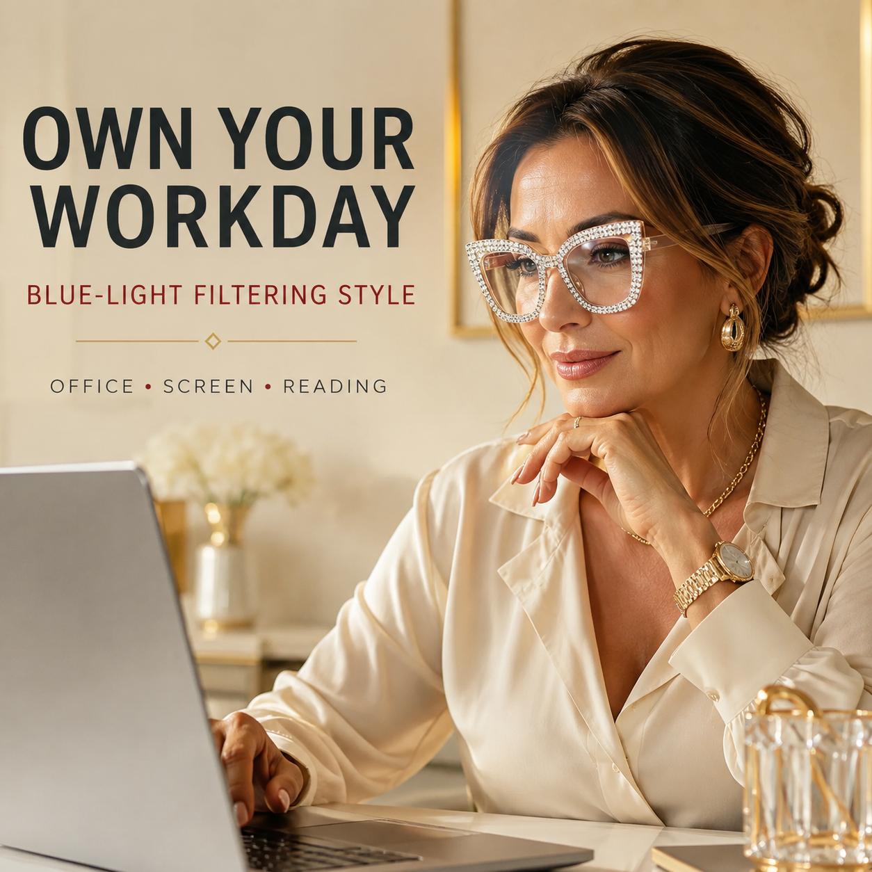 👓 Cat‑Eye Anti‑Blue Light Reading Glasses | Stylish Everyday Readers
