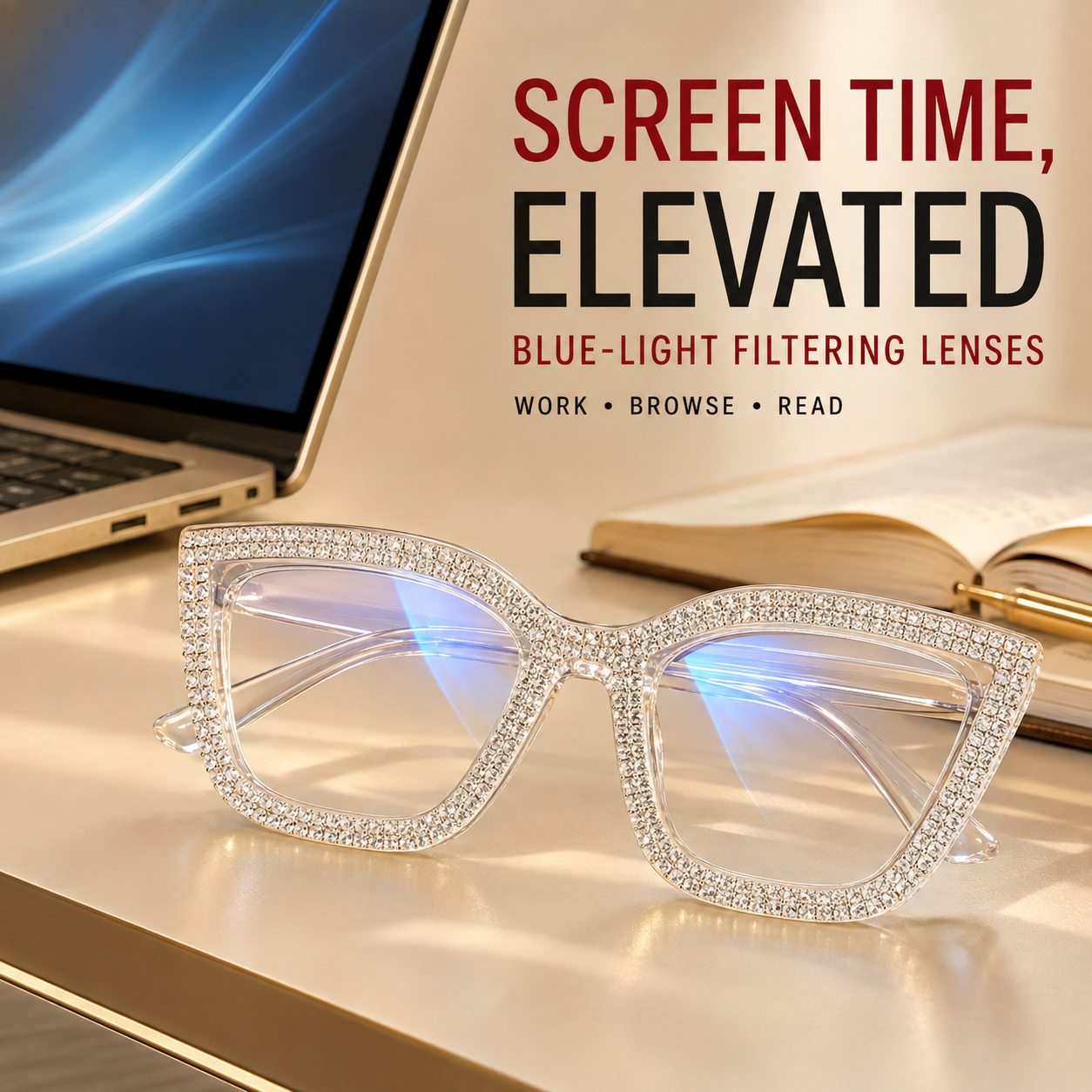 👓 Cat‑Eye Anti‑Blue Light Reading Glasses | Stylish Everyday Readers