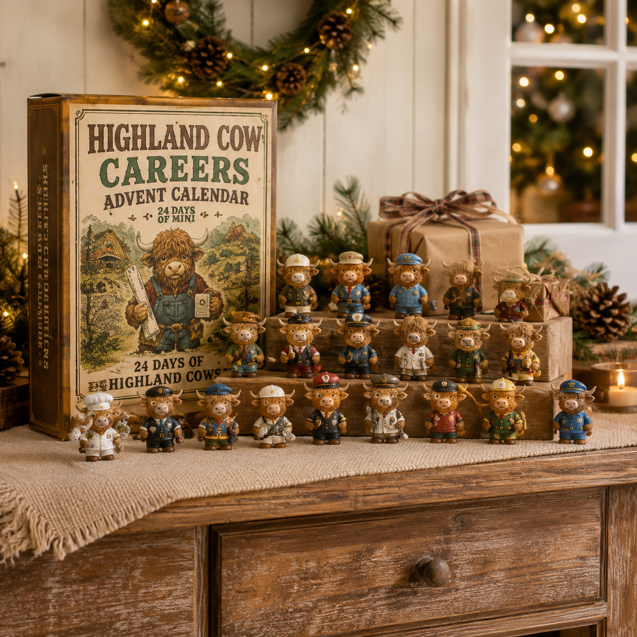 🐮Highland Cow Careers Advent Calendar 2026 | 24‑Day Scottish Country Charm Christmas Countdown 🎁🤎