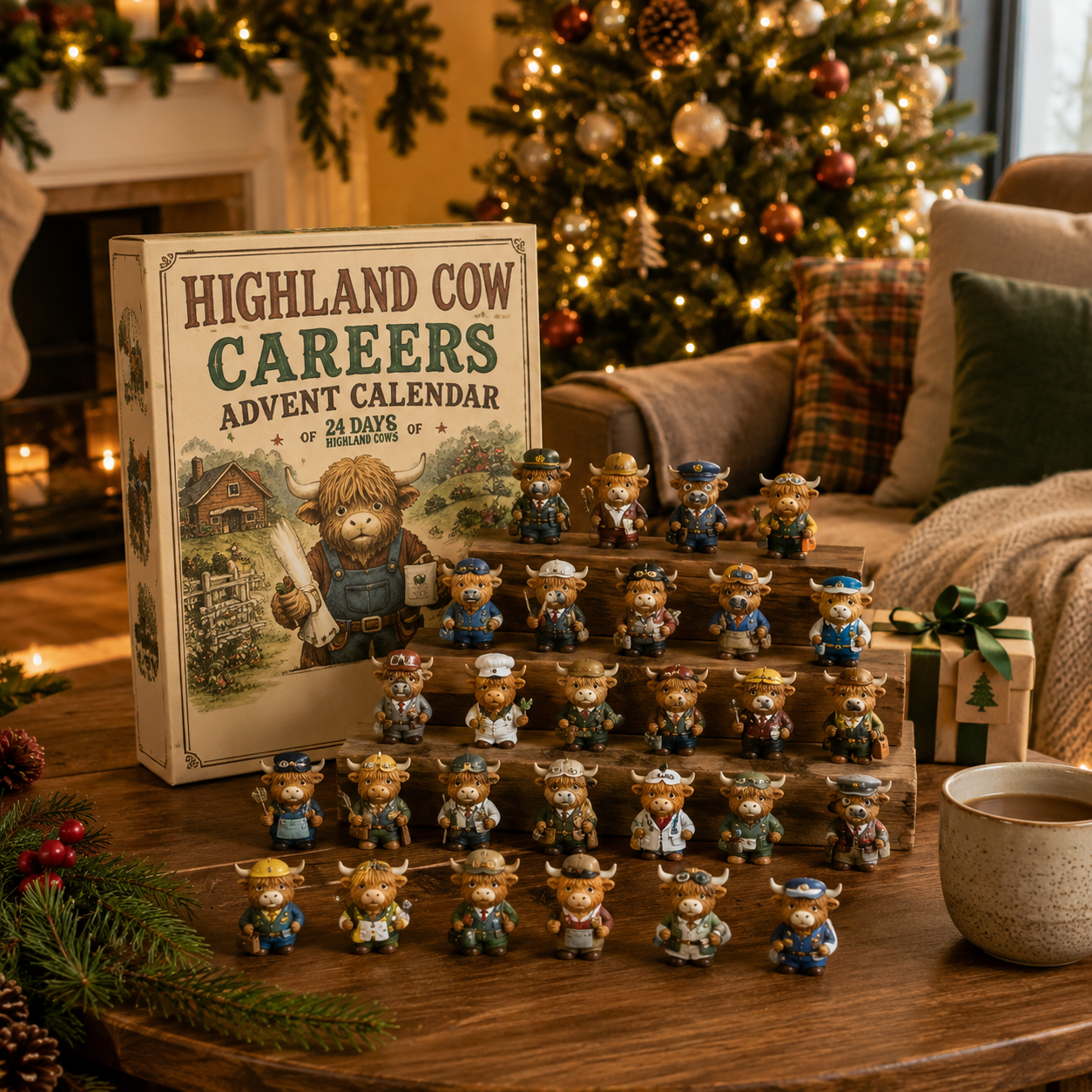 🐮Highland Cow Careers Advent Calendar 2026 | 24‑Day Scottish Country Charm Christmas Countdown 🎁🤎