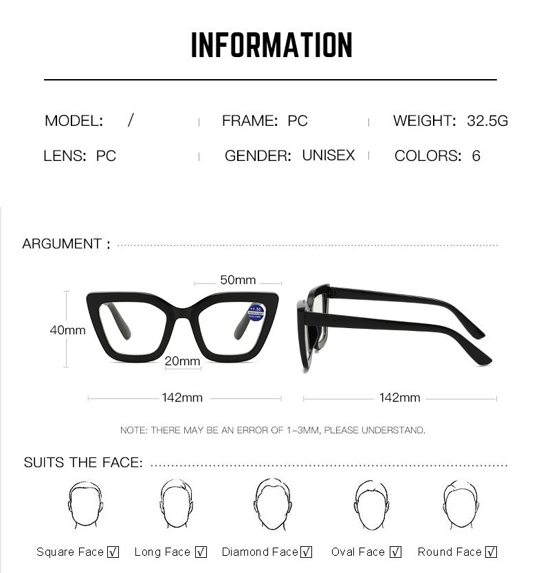 👓 Cat‑Eye Anti‑Blue Light Reading Glasses | Stylish Everyday Readers