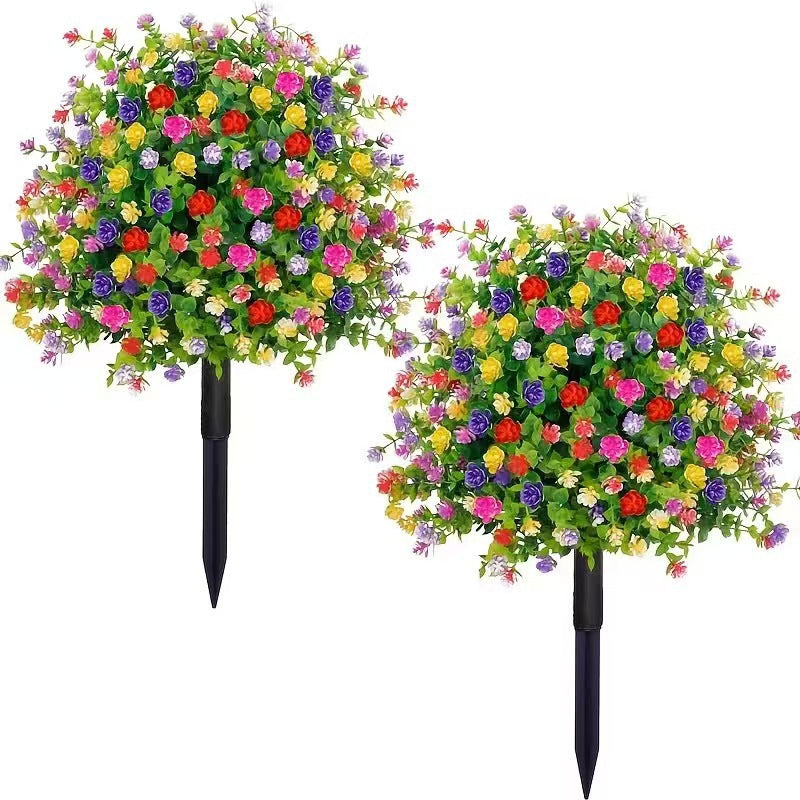 Artificial Potted Trees with Ground Stakes, Weatherproof Garden Patio Decor