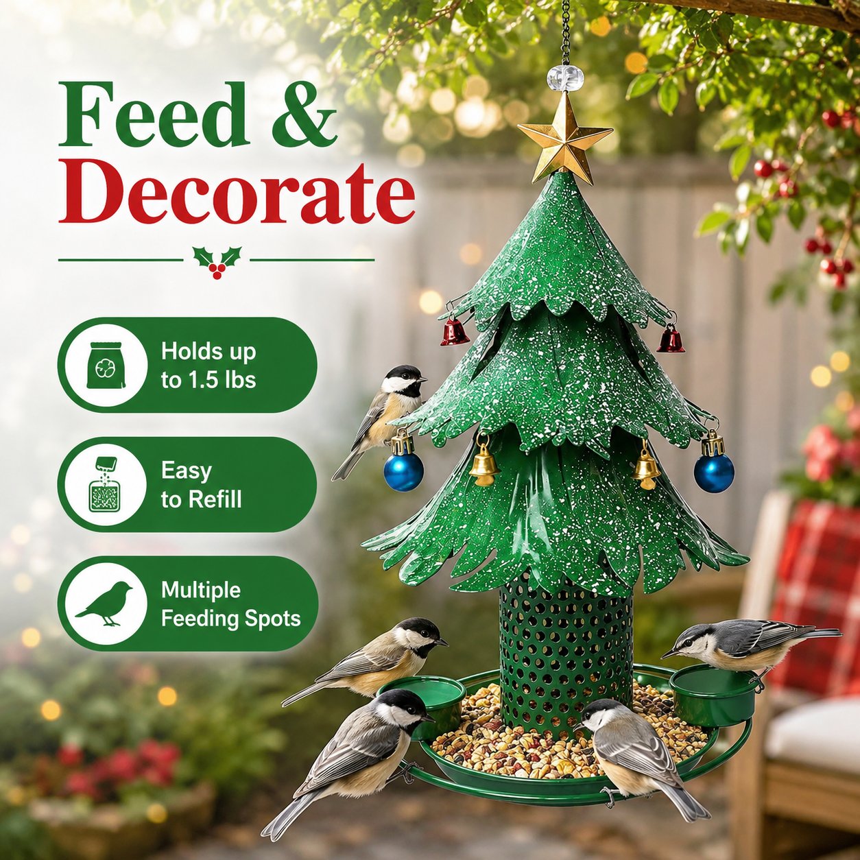 🎄 Christmas Tree Bird Feeder | Festive Garden Decoration