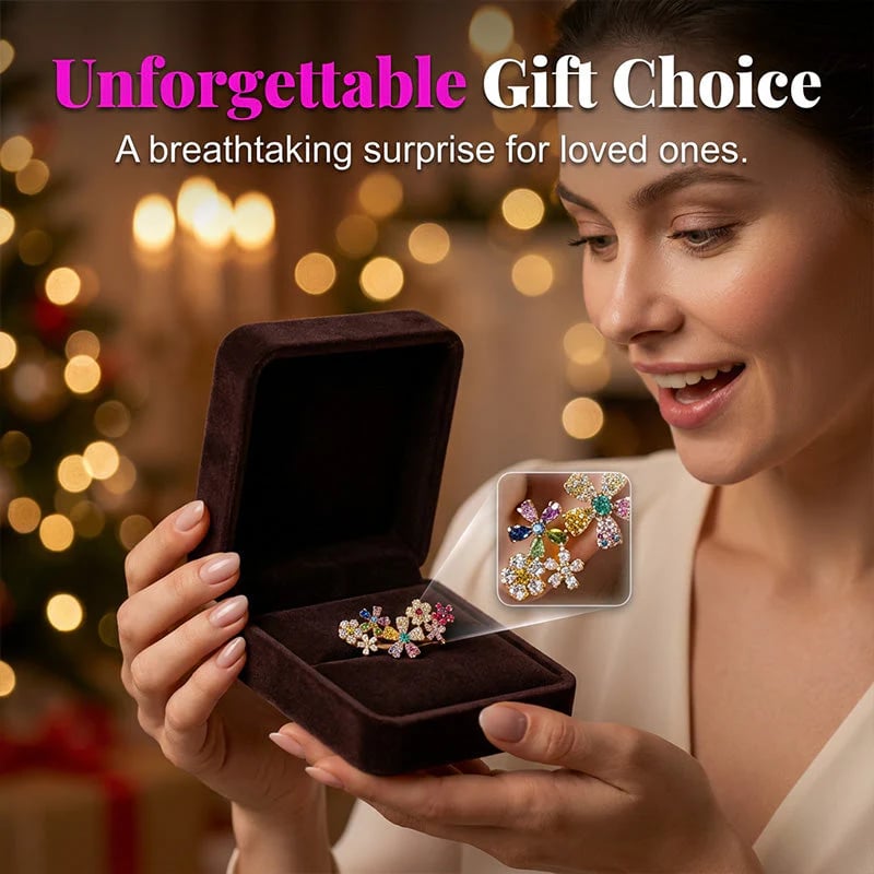 🌸Vibrant Floral Crawler Earrings – Multicolor Rhinestone, Lightweight, Hypoallergenic 💎