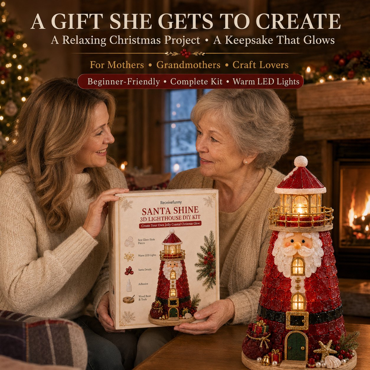 🎄 Christmas Sea‑Glass Lighthouse DIY Kits | Beginner‑Friendly Lighted Craft Sets