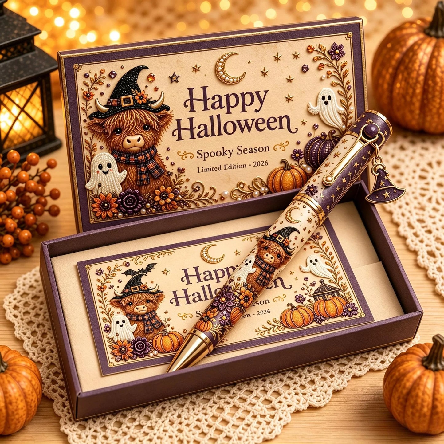 🎃 Halloween Whimsical Pen Gift Set | Decorative Pen, Keepsake Card & Luxury Gift Box, 3 Limited‑Edition Designs ✨