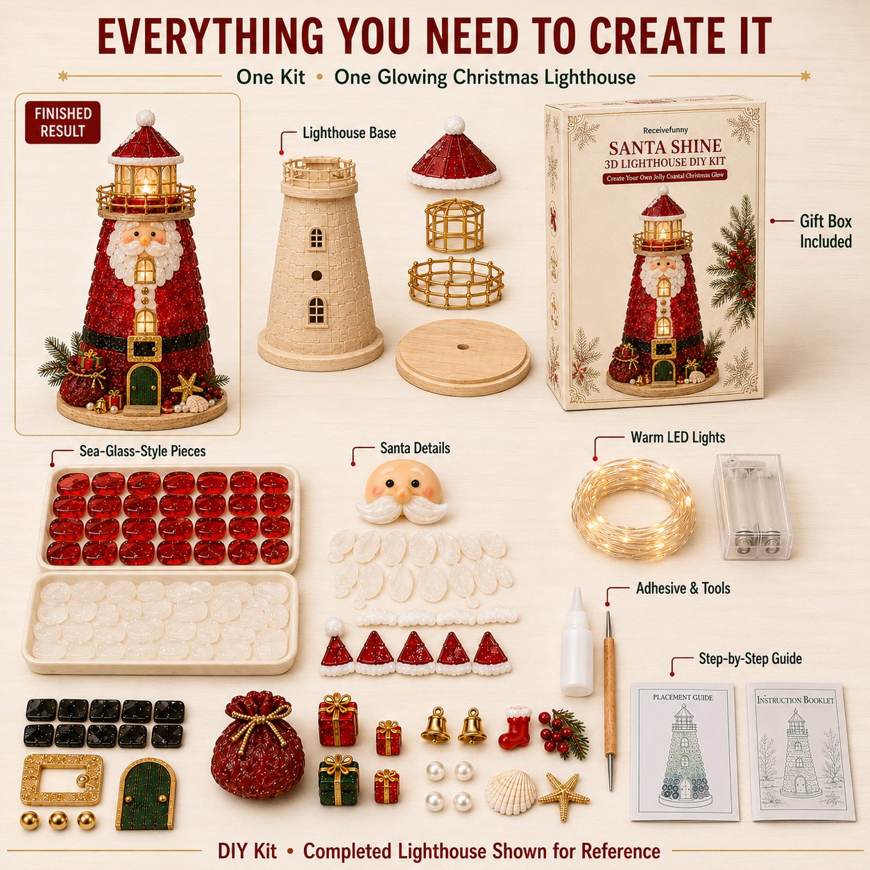 🎄 Christmas Sea‑Glass Lighthouse DIY Kits | Beginner‑Friendly Lighted Craft Sets