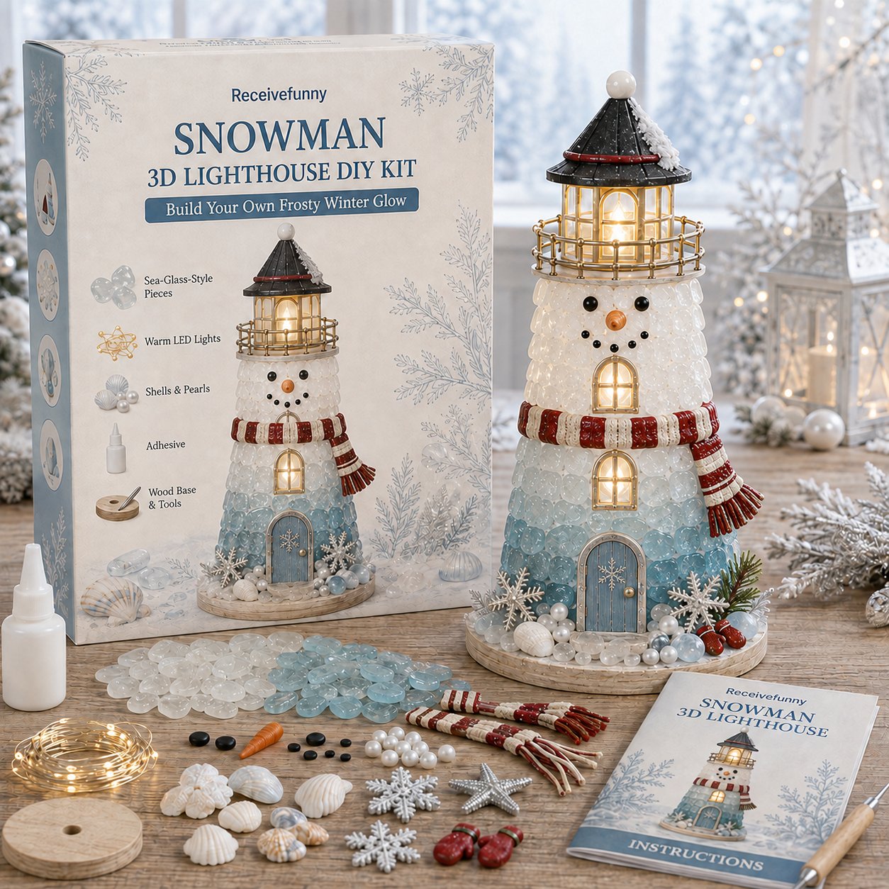 🎄 Christmas Sea‑Glass Lighthouse DIY Kits | Beginner‑Friendly Lighted Craft Sets