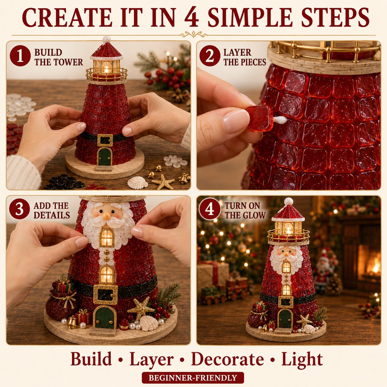 🎄 Christmas Sea‑Glass Lighthouse DIY Kits | Beginner‑Friendly Lighted Craft Sets