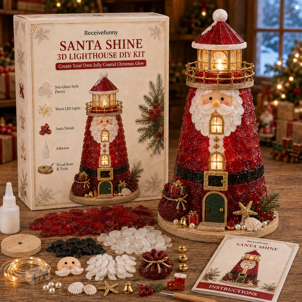 🎄 Christmas Sea‑Glass Lighthouse DIY Kits | Beginner‑Friendly Lighted Craft Sets
