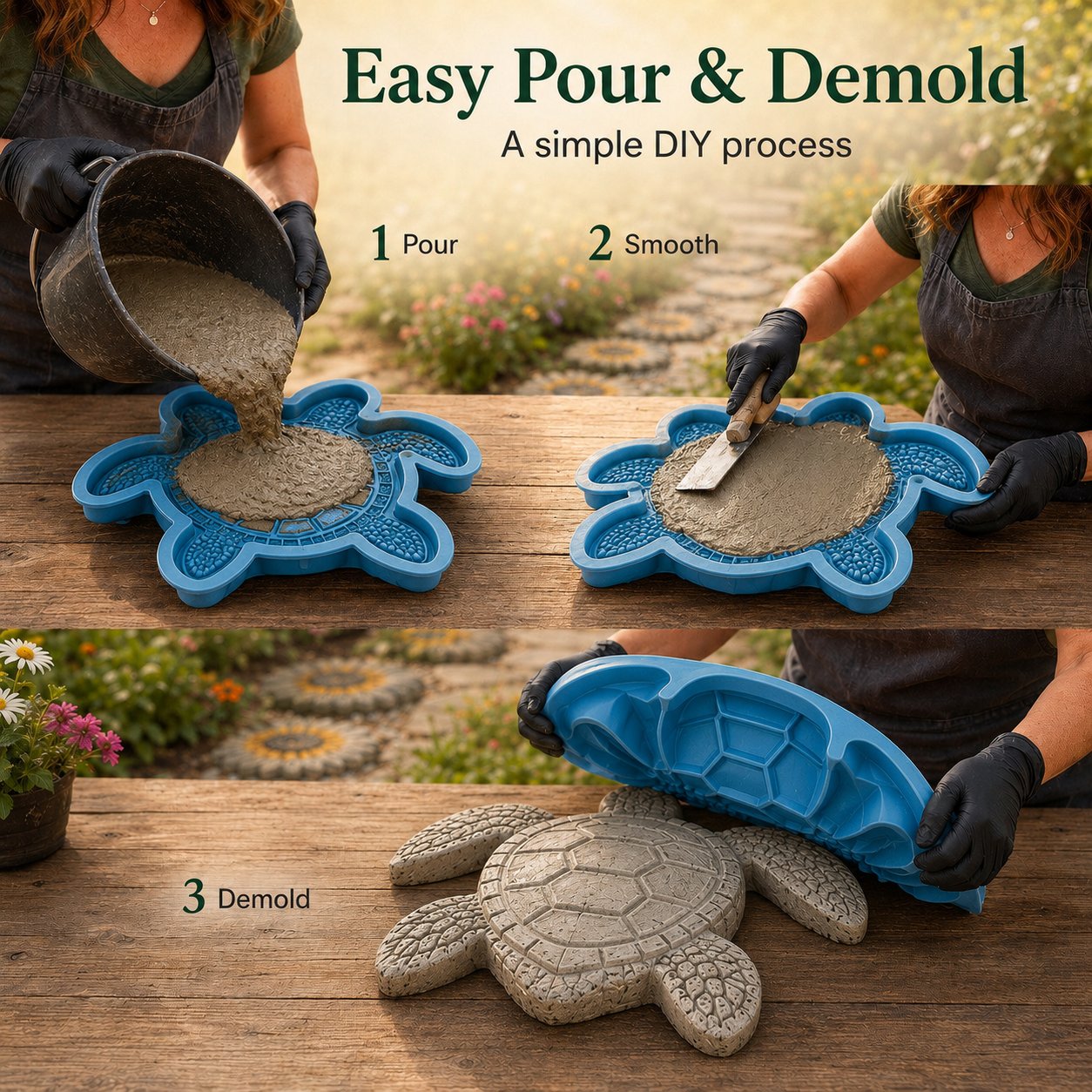 🌊 Reusable Ocean Themed Garden Art Mould | DIY Garden Ornament Mould