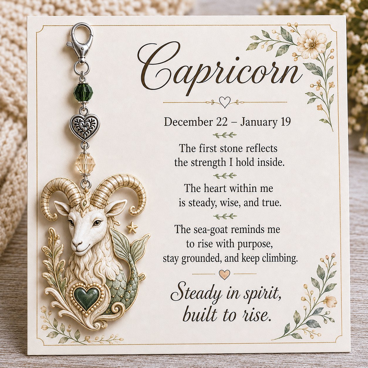12 Zodiac Birthstone Charm Keepsake Card | Astrology Birthday Gift for Her