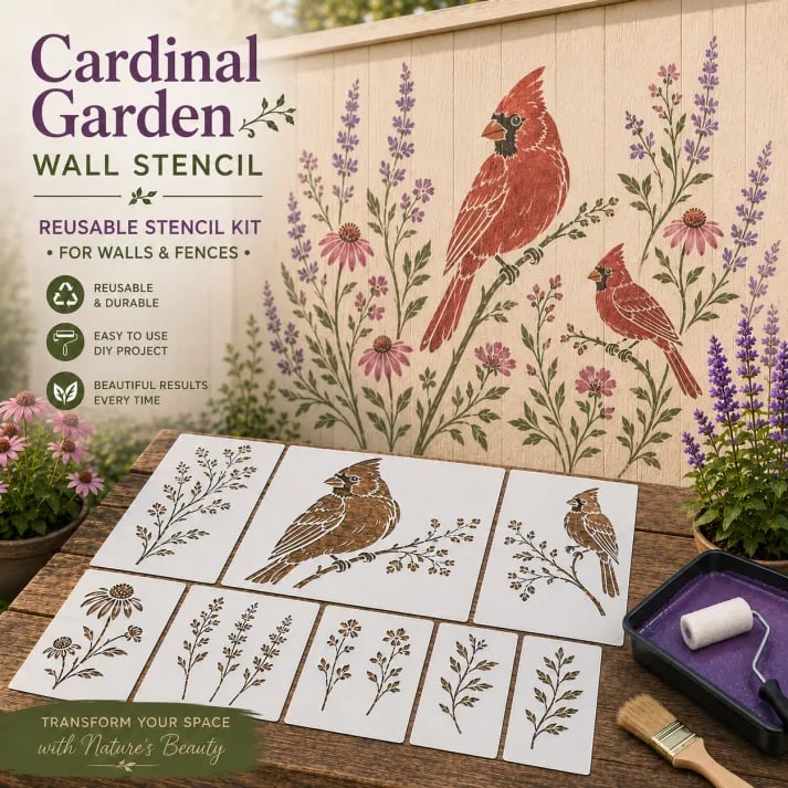 Garden Wall Stencil – Reusable DIY Template for Walls, Fences & Patios