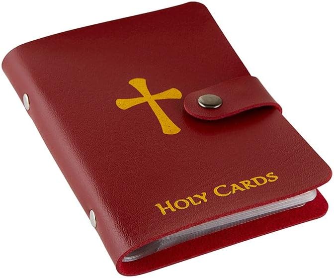 ✝️ Katholischer Heiligenkartenhalter aus echtem Leder – Taschen-Gebetskartenorganizer mit Druckknopfverschluss
