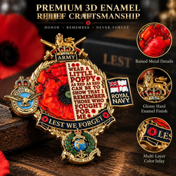 Remembrance Tribute Poppy Collectable Metal Badge