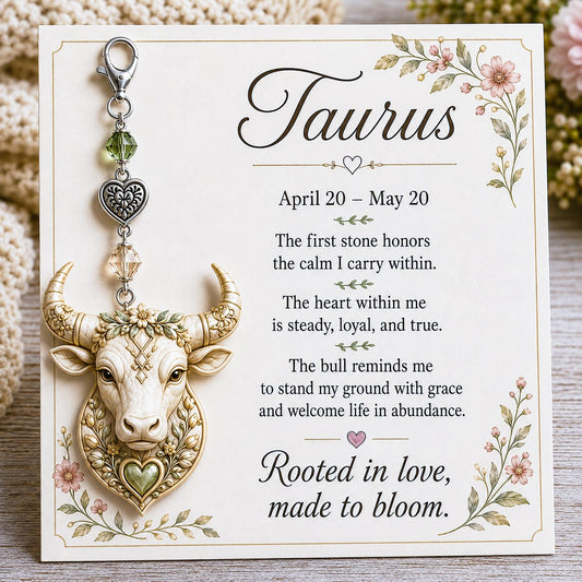 12 Zodiac Birthstone Charm Keepsake Card | Astrology Birthday Gift for Her