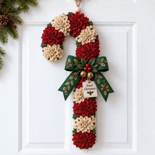 🎄✨Christmas Fabric Flower Door Hanging DIY Kit – Layered Holiday Décor