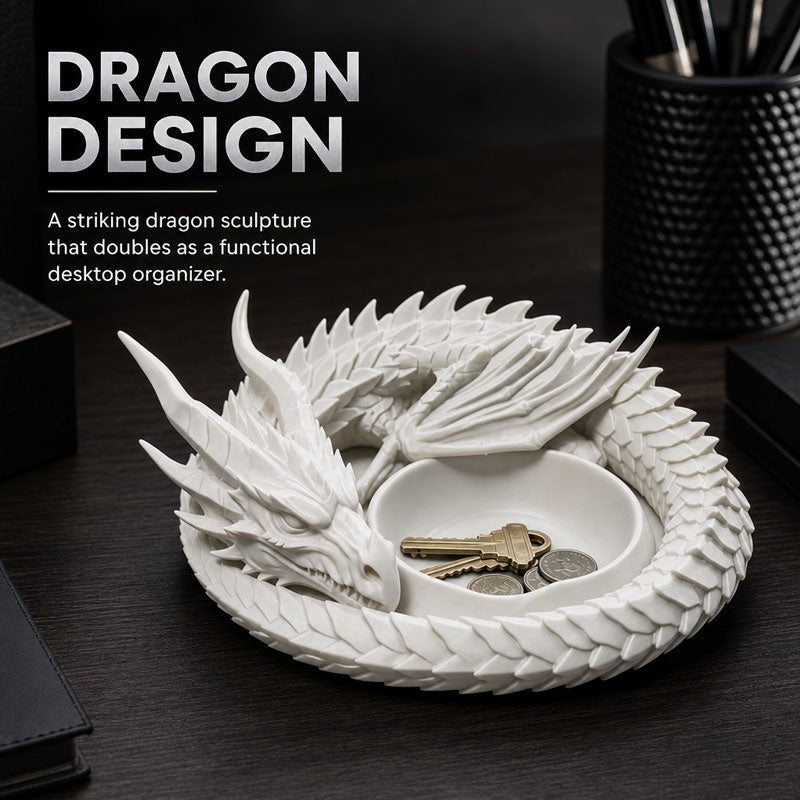 3D Printed Dragon Guardian Valet Tray – Gothic Décor Key & Jewellery Storage Dish