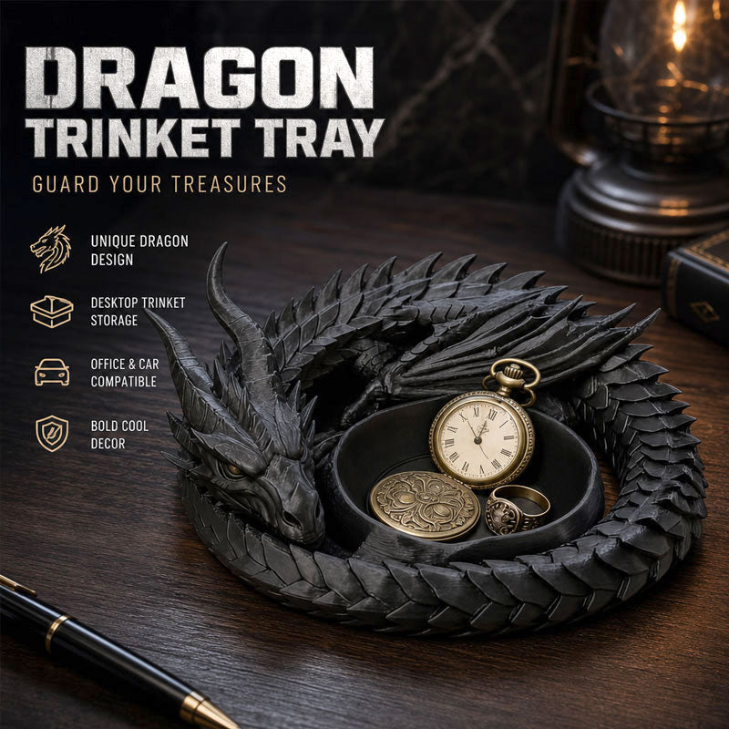 3D Printed Dragon Guardian Valet Tray – Gothic Décor Key & Jewellery Storage Dish