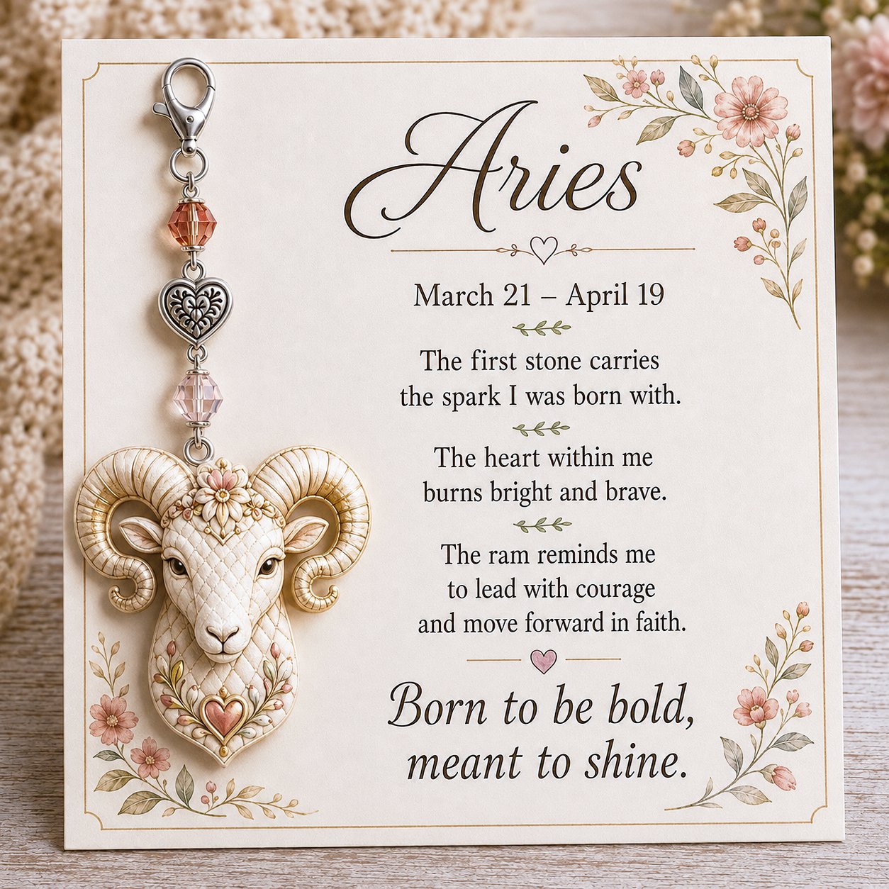 12 Zodiac Birthstone Charm Keepsake Card | Astrology Birthday Gift for Her