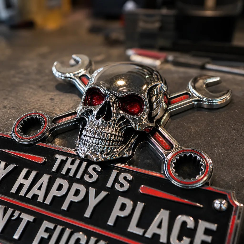 🔥Father's Day Special💀 "My Happy Place" Garage Wall Sign