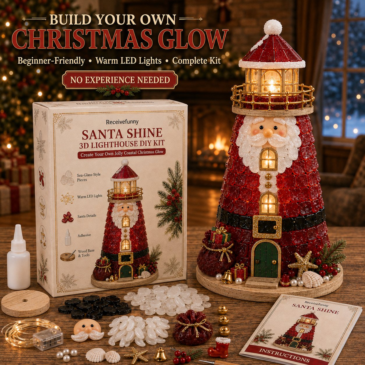 🎄 Christmas Sea‑Glass Lighthouse DIY Kits | Beginner‑Friendly Lighted Craft Sets