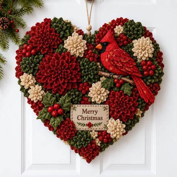 🎄✨Christmas Fabric Flower Door Hanging DIY Kit – Layered Holiday Décor