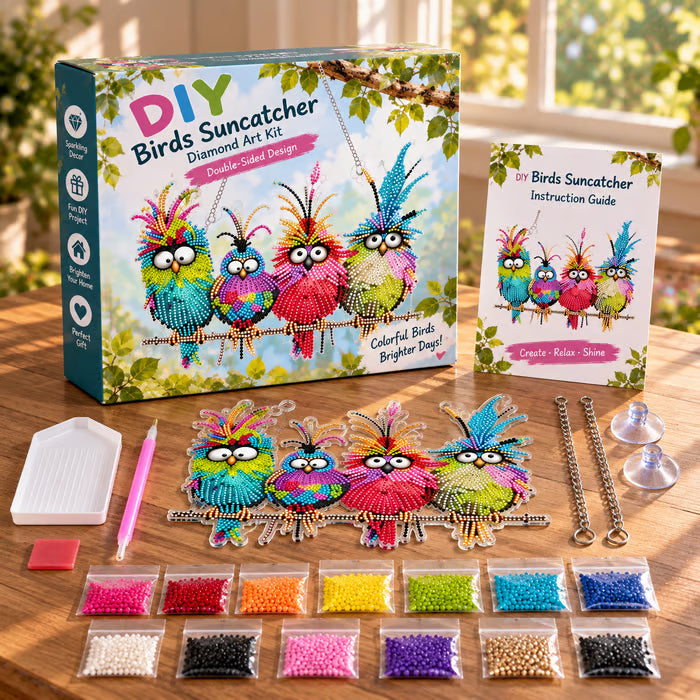 🐦✨ Sunny Birds Diamond Art Suncatcher DIY Kit