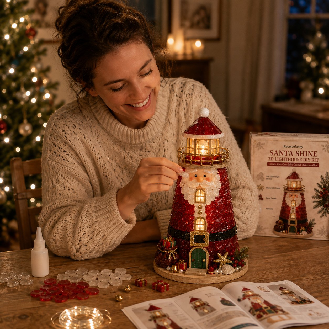 🎄 Christmas Sea‑Glass Lighthouse DIY Kits | Beginner‑Friendly Lighted Craft Sets