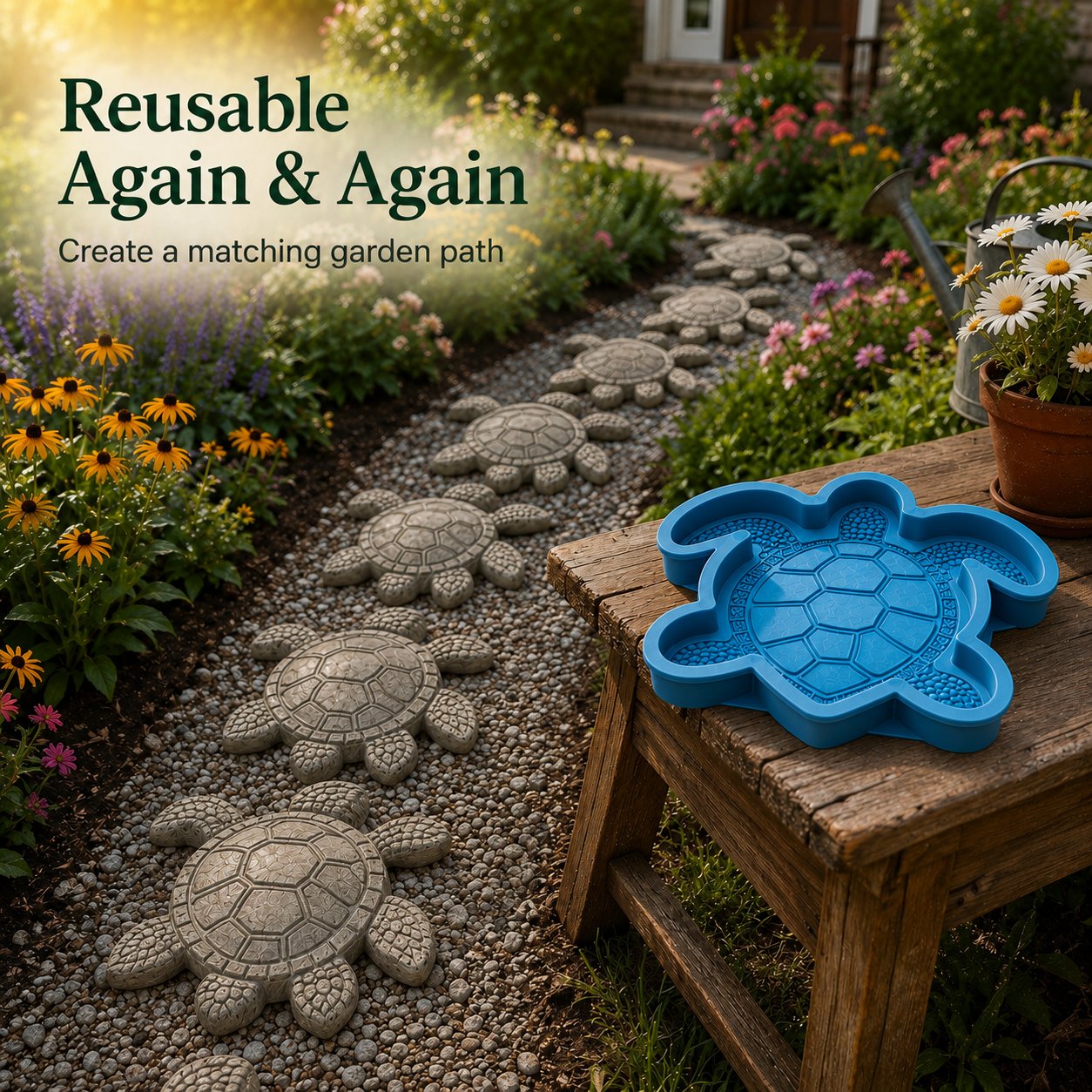 🌊 Reusable Ocean Themed Garden Art Mould | DIY Garden Ornament Mould