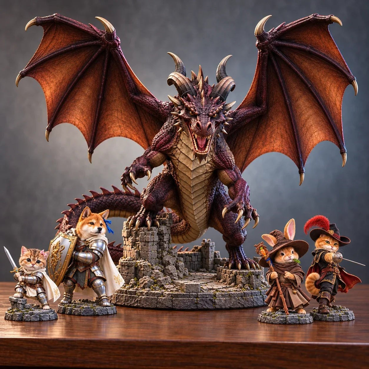 ⚔️🐾 Brave PawsTM – Tiny Fantasy Animal Heroes Collectible Figurines