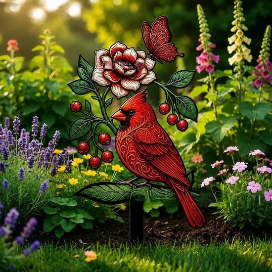 🐦Kardinal-Kunst-Gartenstecker💥