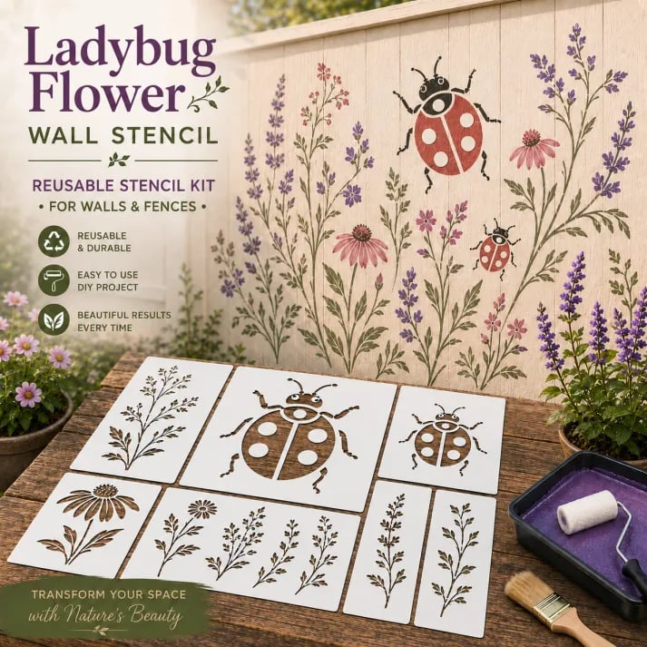 Garden Wall Stencil – Reusable DIY Template for Walls, Fences & Patios