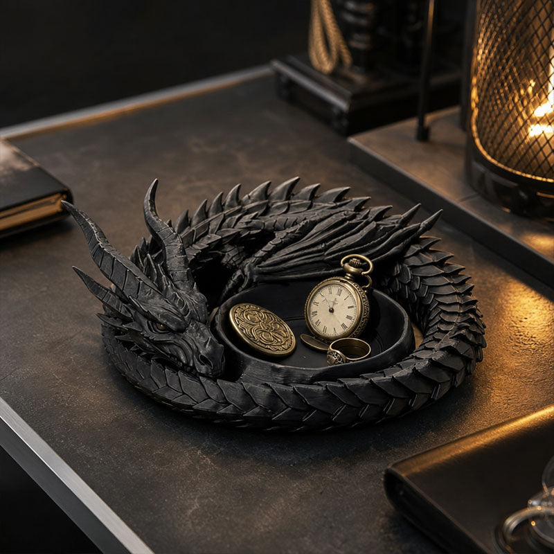 3D Printed Dragon Guardian Valet Tray – Gothic Décor Key & Jewellery Storage Dish