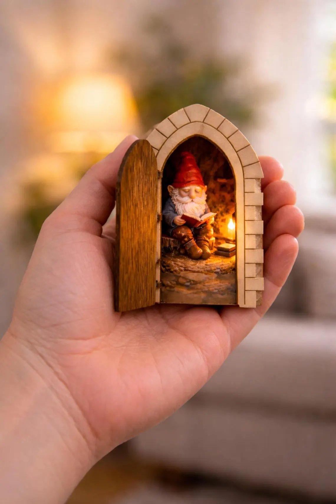 🚪✨ Opening Fairy Gnome Door | Mini Reading Gnome LED Home Decor